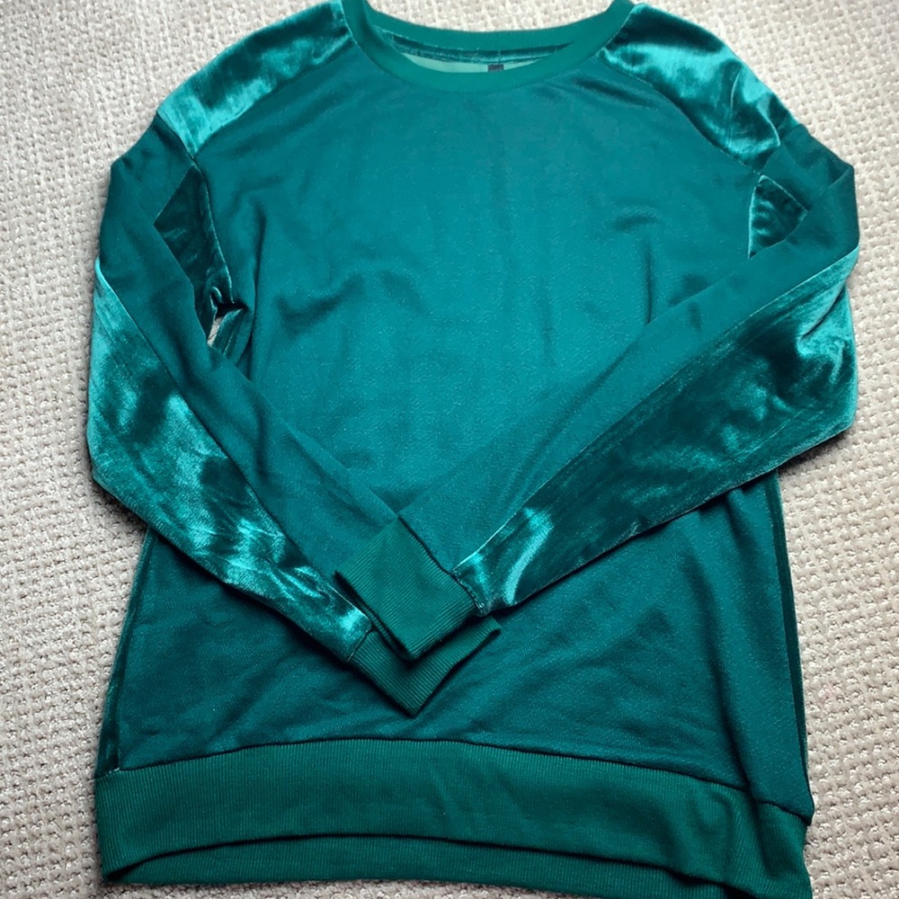 NWOT green velvet sweatshirt